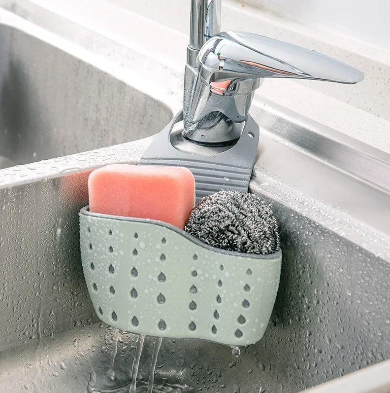 Home Storage Drain Basket Kitchen Sink Holder Adjustable Soap Sponge Shlf Hanging Drain Basket Bag Kitchen Accessories