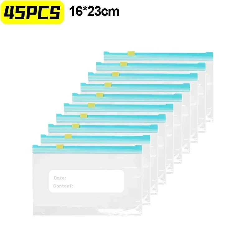 3 Sizes Reusable Food Storage Bags Kitchen Refrigerator Fruit Vegetable Meat Sealed Zip Bag Household Plastic Sealing Containers