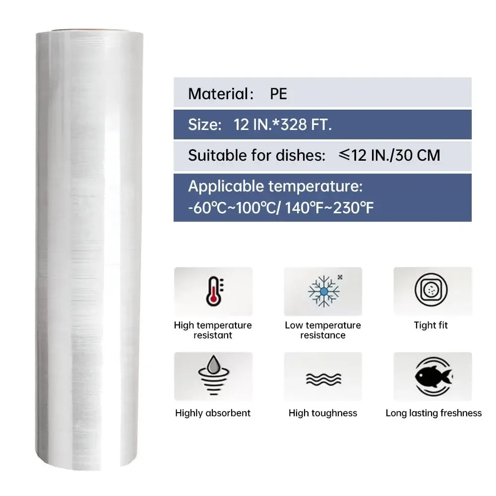 Microwavable Cling Film Wrap, Clear Plastic, Food Packing, Kitchen Storage Wrapping Film, Keeping Food Fres, 30cm * 100m