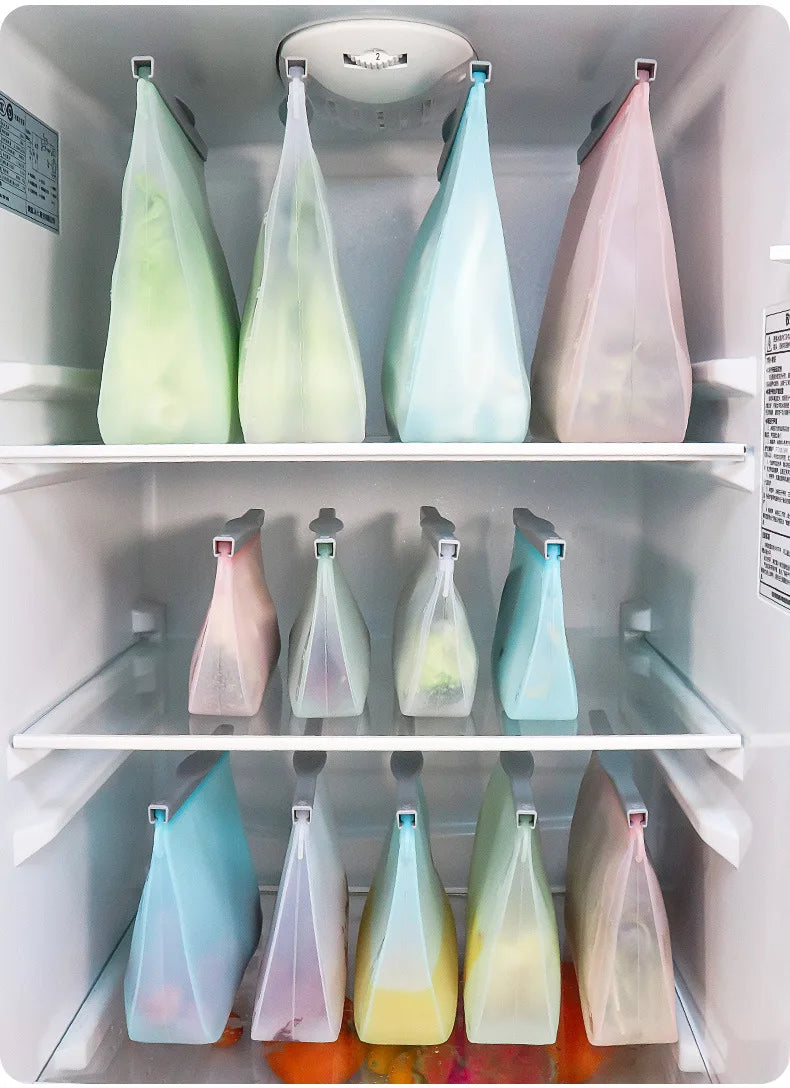 Reusable Silicone Food Storage Bags Thickened Airtight Seal Anti-Odor For Vegetable Fruit Snack Portable Storage Bags