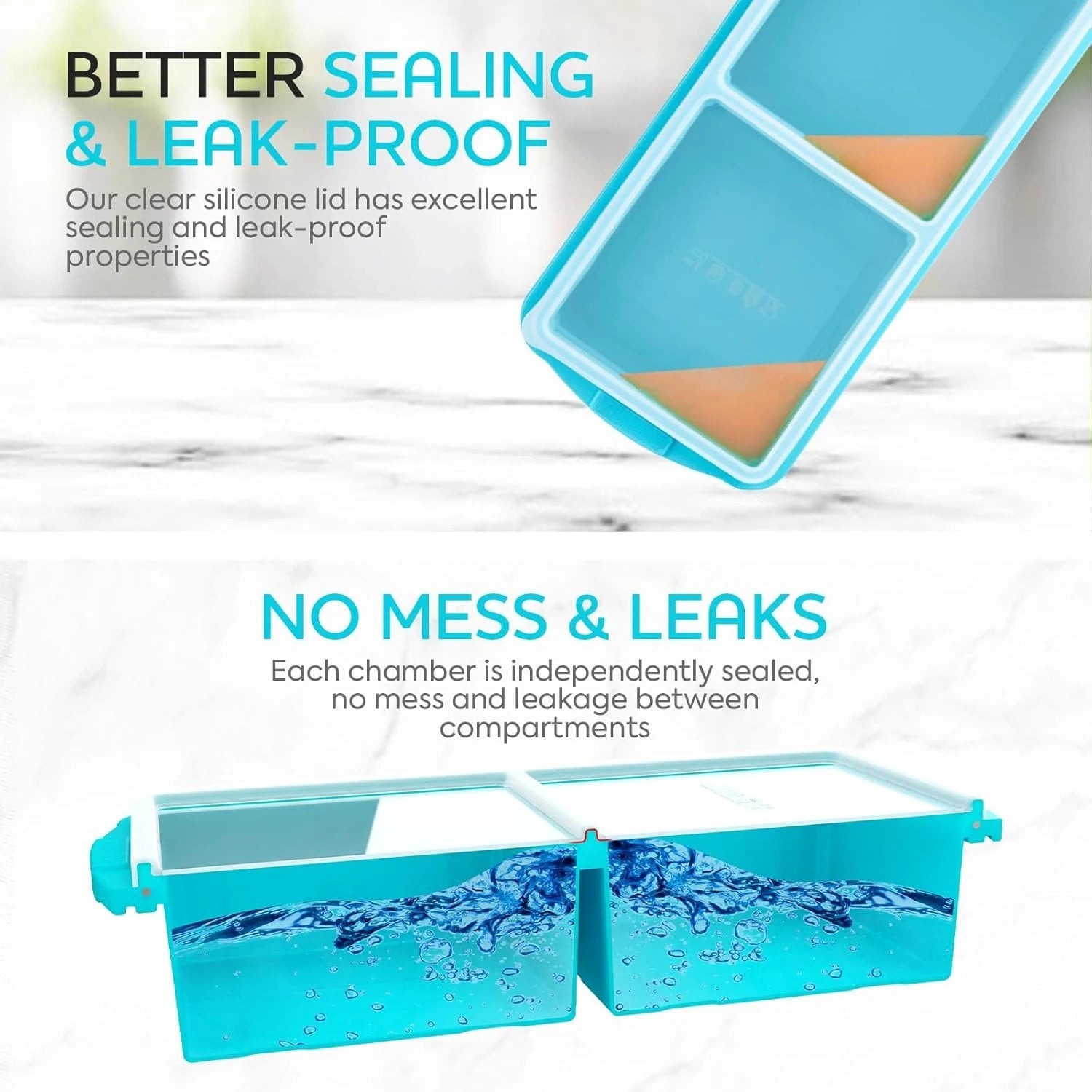 Silicone Freezer Tray With Lid-Soup Freezer Container molds-Extra Large Ice Cube Tray For freezing soup sauces Dishwasher-Safe