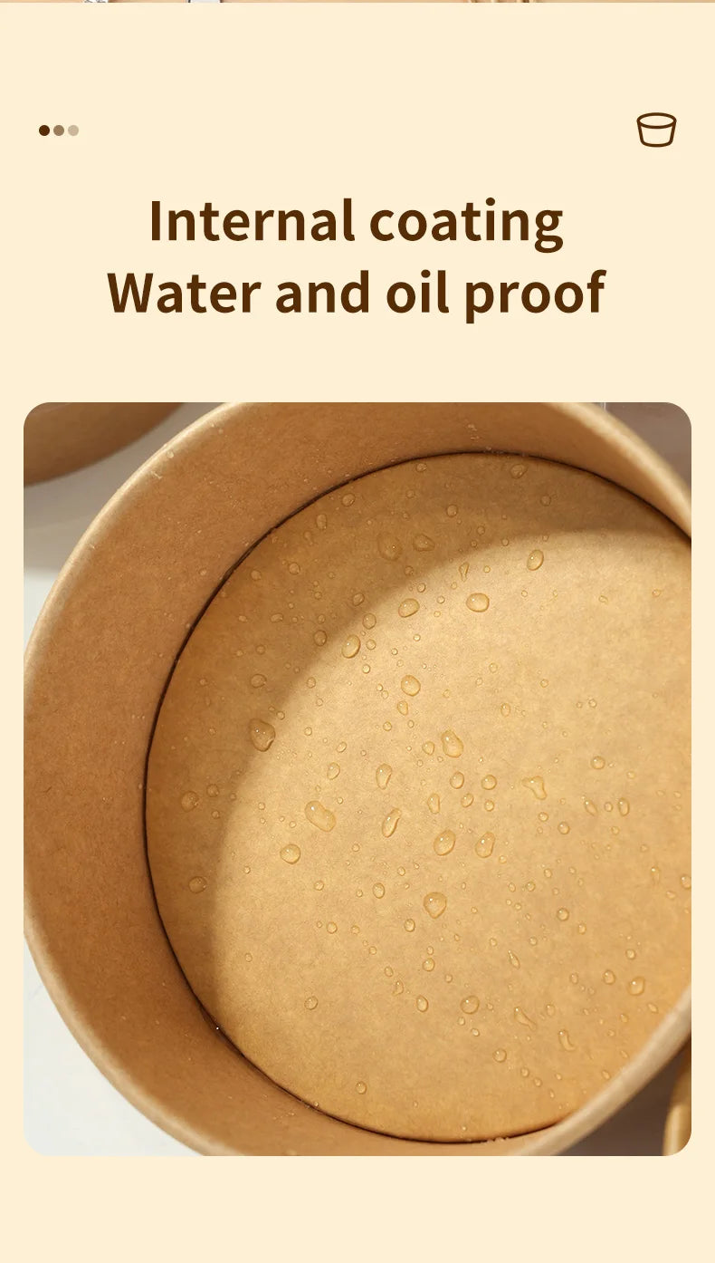 25pcs Disposable Paper Salad Bowls With Transparent Lids, Disposable Round Kraft Paper Food Containers, Party Bowls