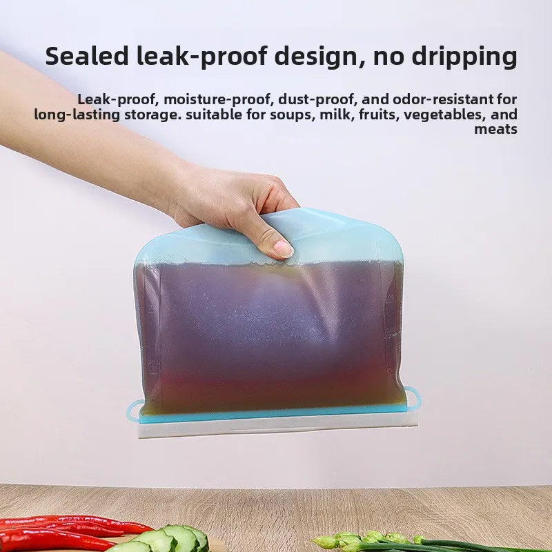 Reusable Silicone Food Storage Bags Thickened Airtight Seal Anti-Odor For Vegetable Fruit Snack Portable Storage Bags