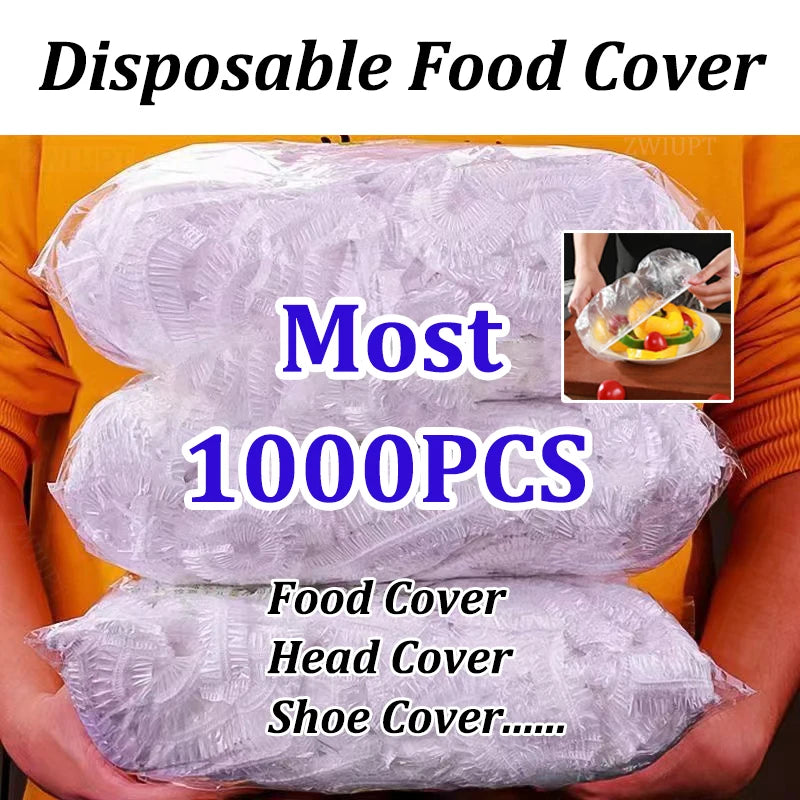 100-1000PCS Disposable Food Cover Elastic Plastic Wrap Food Grade Refrigerator Food Lids Shoe Cover Shower Headgear Bowls Caps B