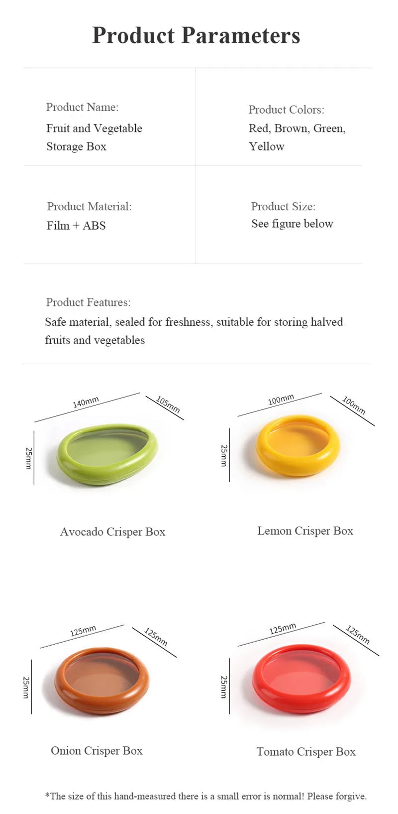 Fruit Vegetable Airtight Fresh Storage Box Lemon Tomato Avocado Preservation Seal Cover Transparent Reusable Kitchen Tools