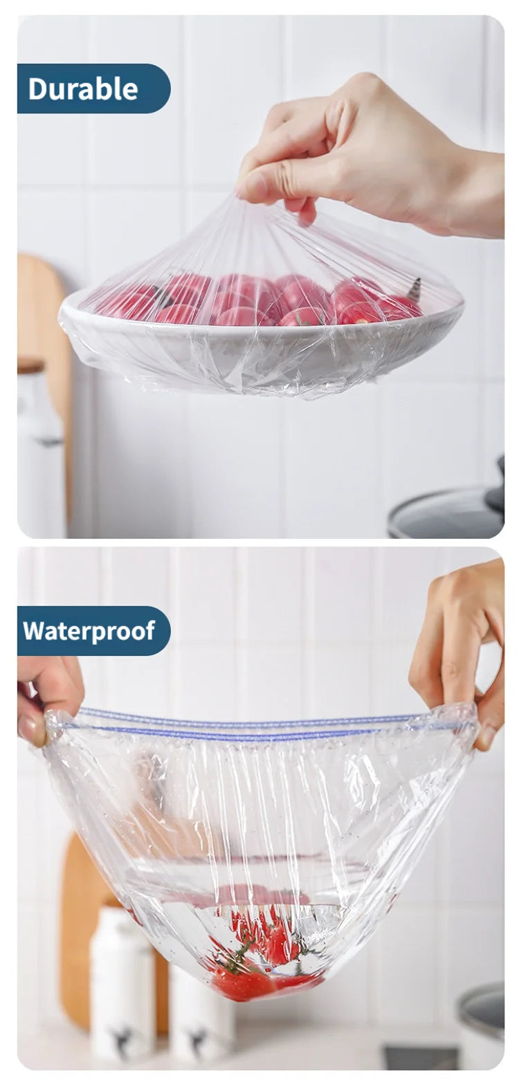 Colorful Disposable Food Cover Dust Food Grade Fresh Lids Elastic Plastic Wrap Shower Cap Fruit Food Cover Fresh Keeping Bag