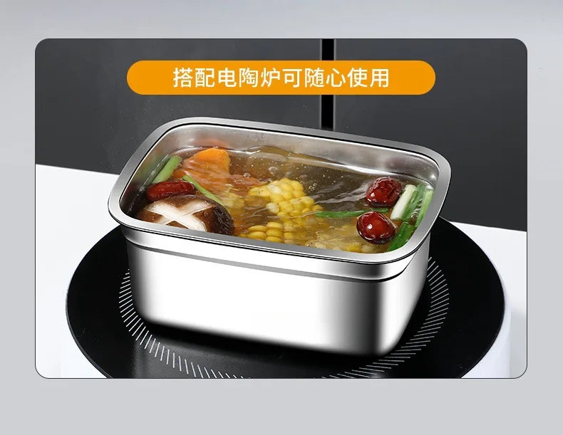 316 Stainless Steel Crisper, Lunch Box, Sealed Leak-proof Bento Box, Refrigerator Freezer Storage Box, Camping Lunch Box