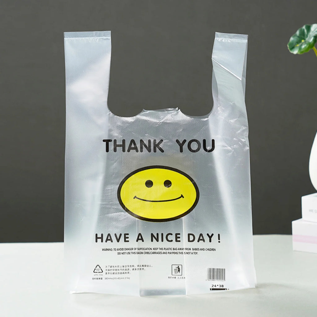 50Pcs Plastic Bag 3 Sizes Food Storage Bags with Handle supermarket Grocery Shopping Useful Shopping Bag Kitchen Storage Basket