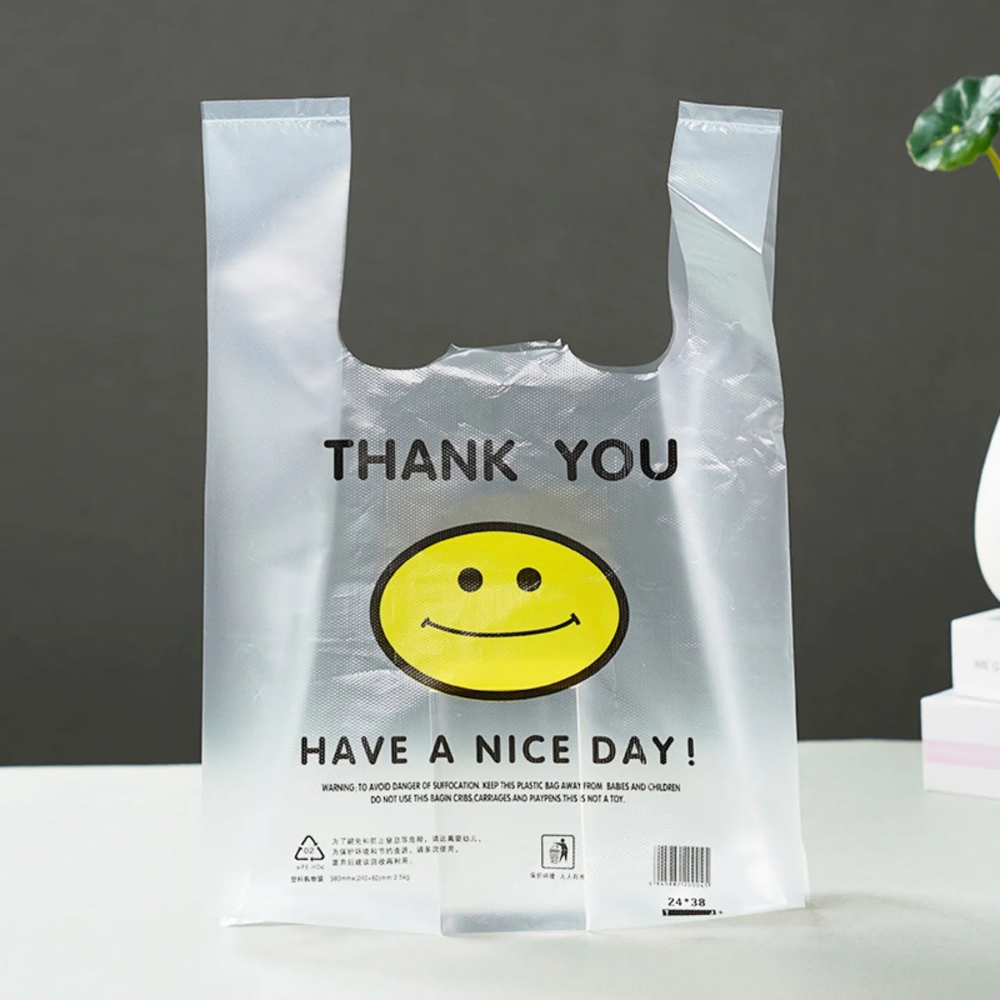 50Pcs Plastic Bag 3 Sizes Food Storage Bags with Handle supermarket Grocery Shopping Useful Shopping Bag Kitchen Storage Basket