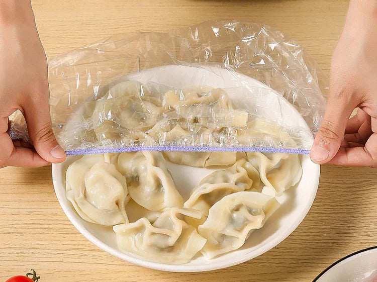 Colorful Disposable Food Cover Dust Food Grade Fresh Lids Elastic Plastic Wrap Shower Cap Fruit Food Cover Fresh Keeping Bag