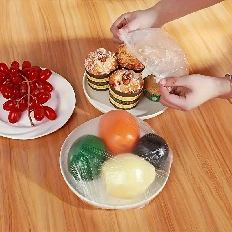 Food Grade Cover Dust Elastic Plastic Clear Saran Wrap Vegetable Fruit Fresh-keeping Storage Bag Kitchen Organizer Cling Film