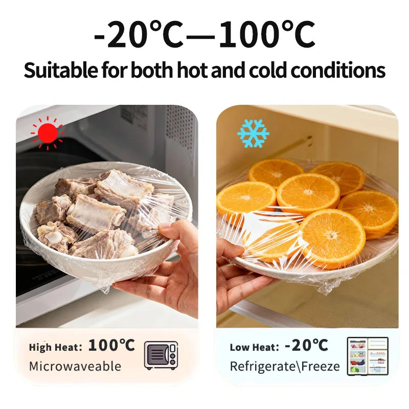 Disposable PE Cling Film With Perforated Cutting Line Extra Thick Strong Clingy Plastic Food Wrap For Refrigerator Fresh Keeping