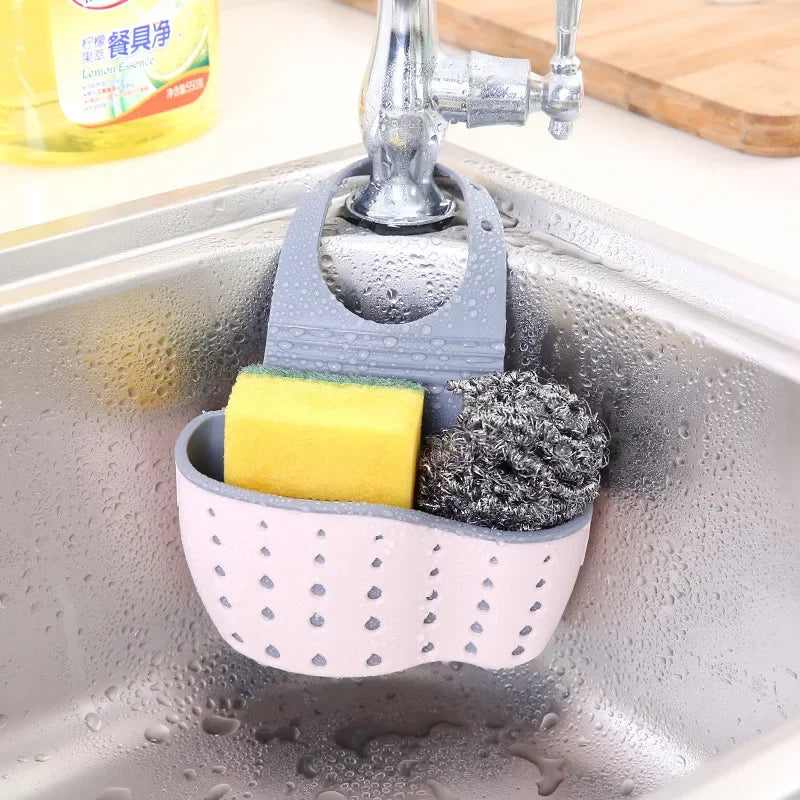 Home Storage Drain Basket Kitchen Sink Holder Adjustable Soap Sponge Shlf Hanging Drain Basket Bag Kitchen Accessories