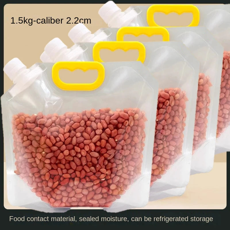 4Pcs Sealed Bags Set Grain Sugar Storage Pouch Kitchen Airtight Containers Bags Food Grade Large Diameter Sealed Pouch Household