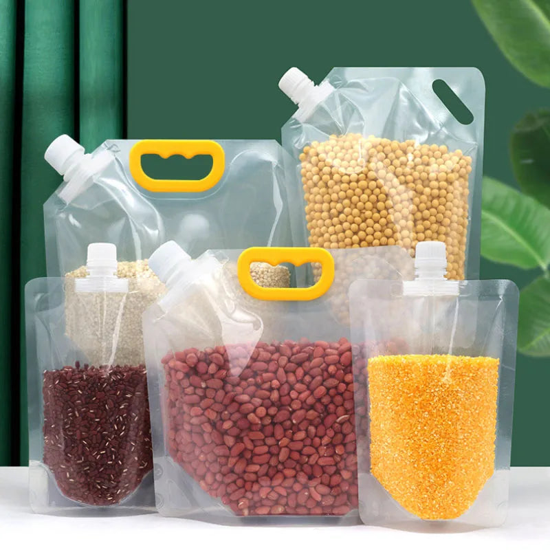 5Pcs Grains Sealed Bag Cereal Containers Moisture-Proof And Insect-Proof Transparent Food Grade Storage Bag Kitchen Organizer