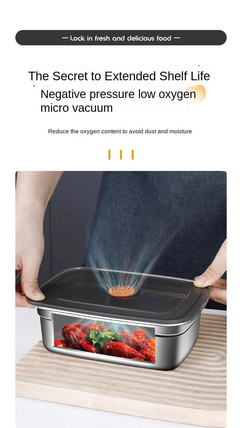 316 Stainless Steel Crisper, Lunch Box, Sealed Leak-proof Bento Box, Refrigerator Freezer Storage Box, Camping Lunch Box