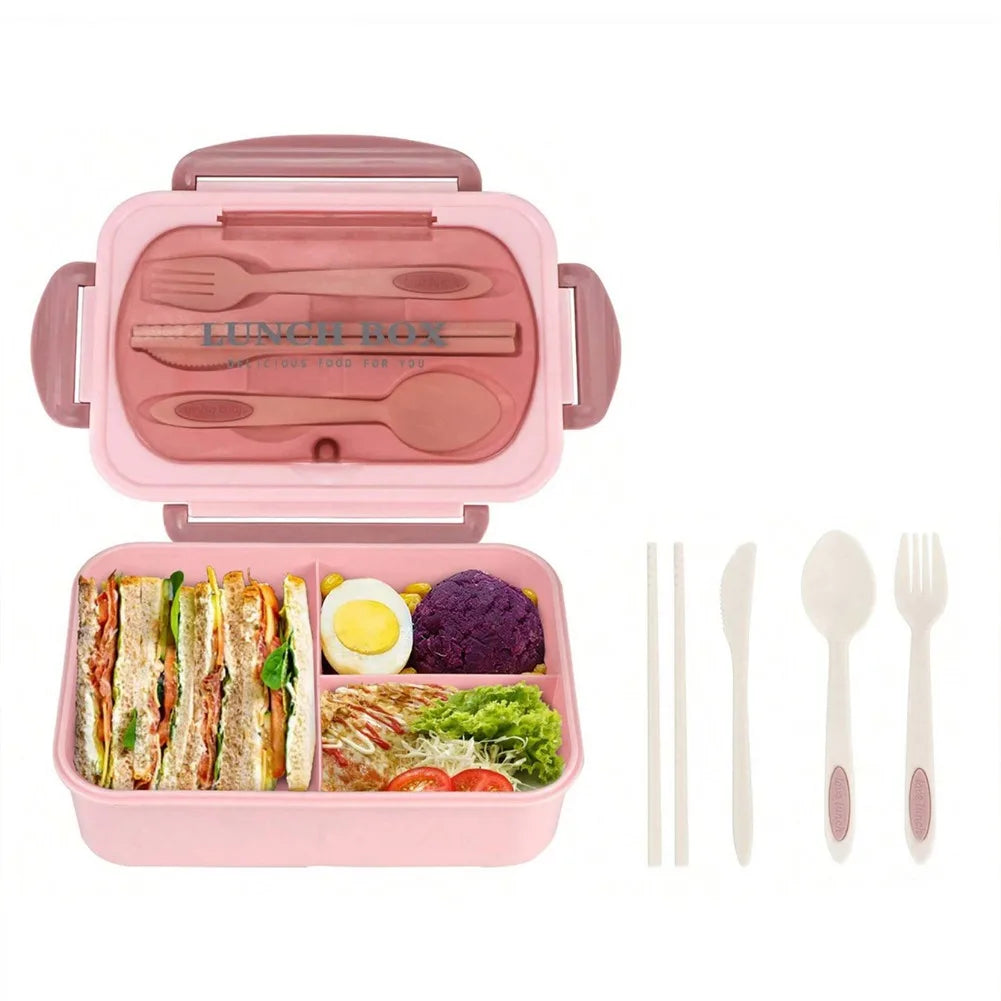 Compartment Lunch Box Portable Kids Students Office Bento Box With Fork and Spoon Microwave Food Storage Container for Picnic