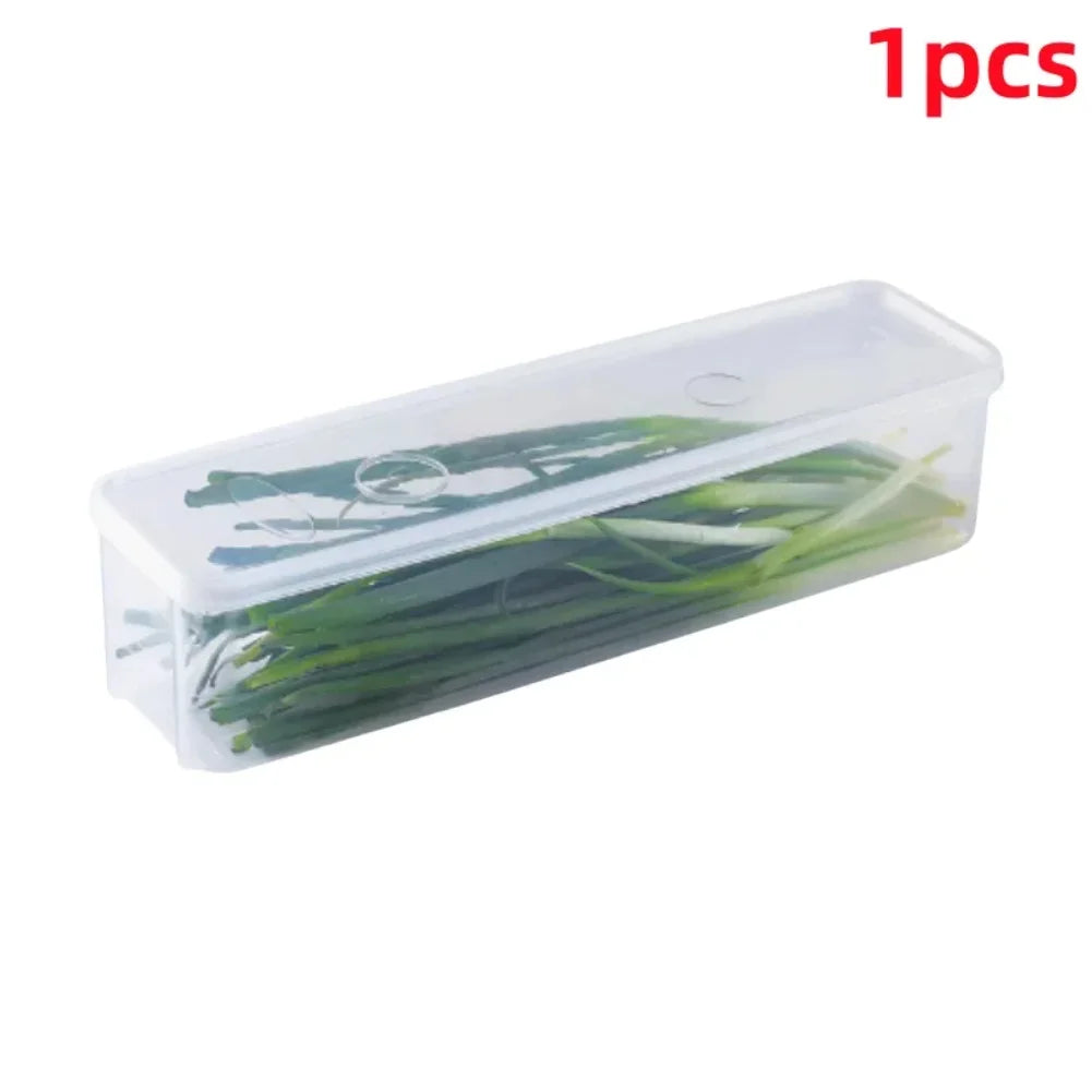 1 Pcs Long Rectangular Food Storage Containers, Plastic Reusable Refrigerator Organizer Boxes Kitchen Accessories