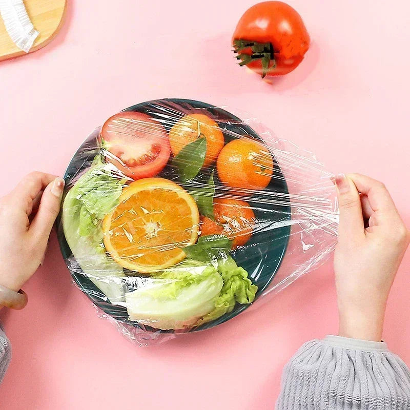 Colorful Disposable Food Cover Plastic Elastic Wrap Bags for Fruit Vegetable Fresh-keeping Bag Reusable Saran Wrap