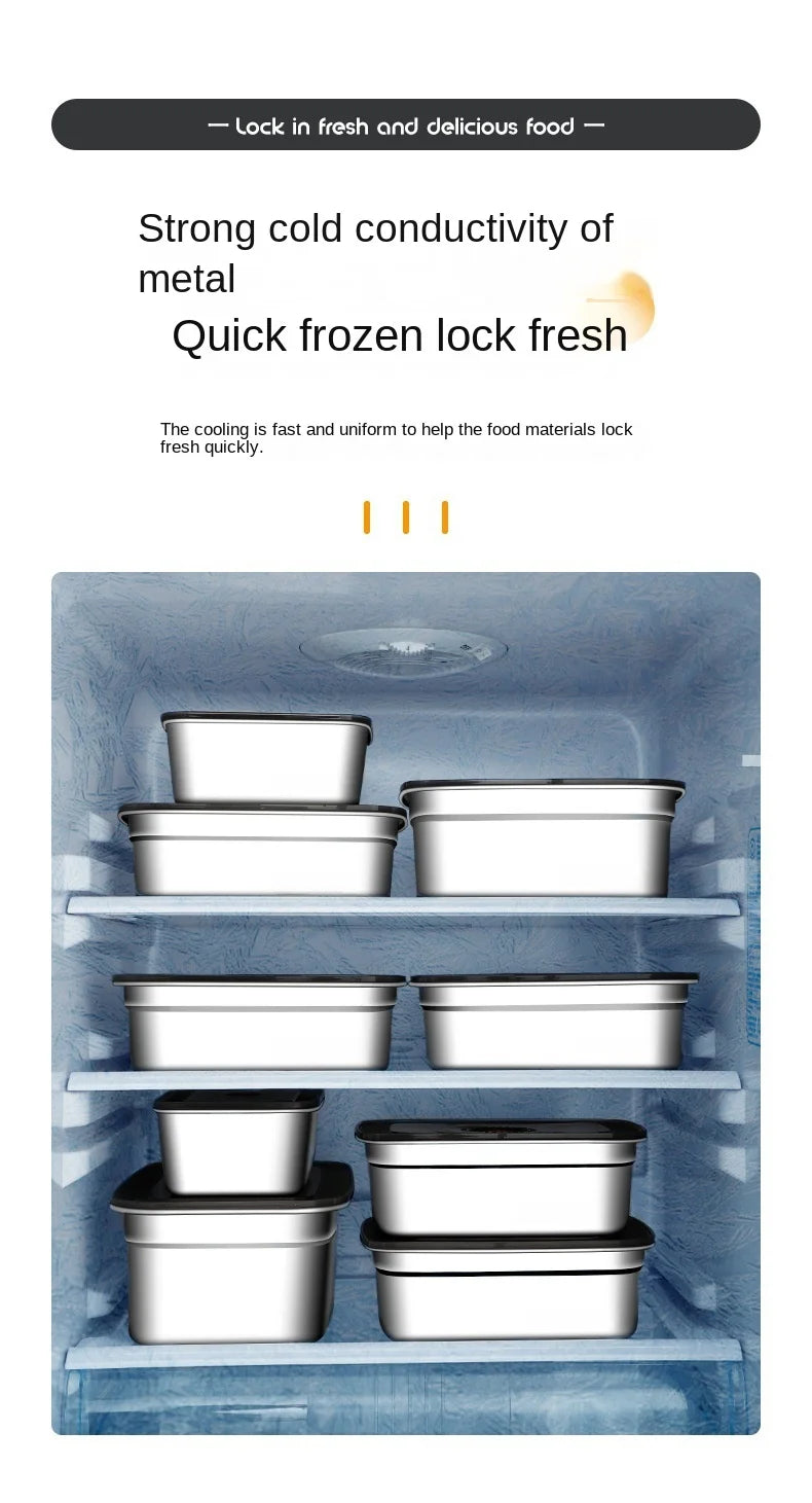 316 Stainless Steel Crisper, Lunch Box, Sealed Leak-proof Bento Box, Refrigerator Freezer Storage Box, Camping Lunch Box