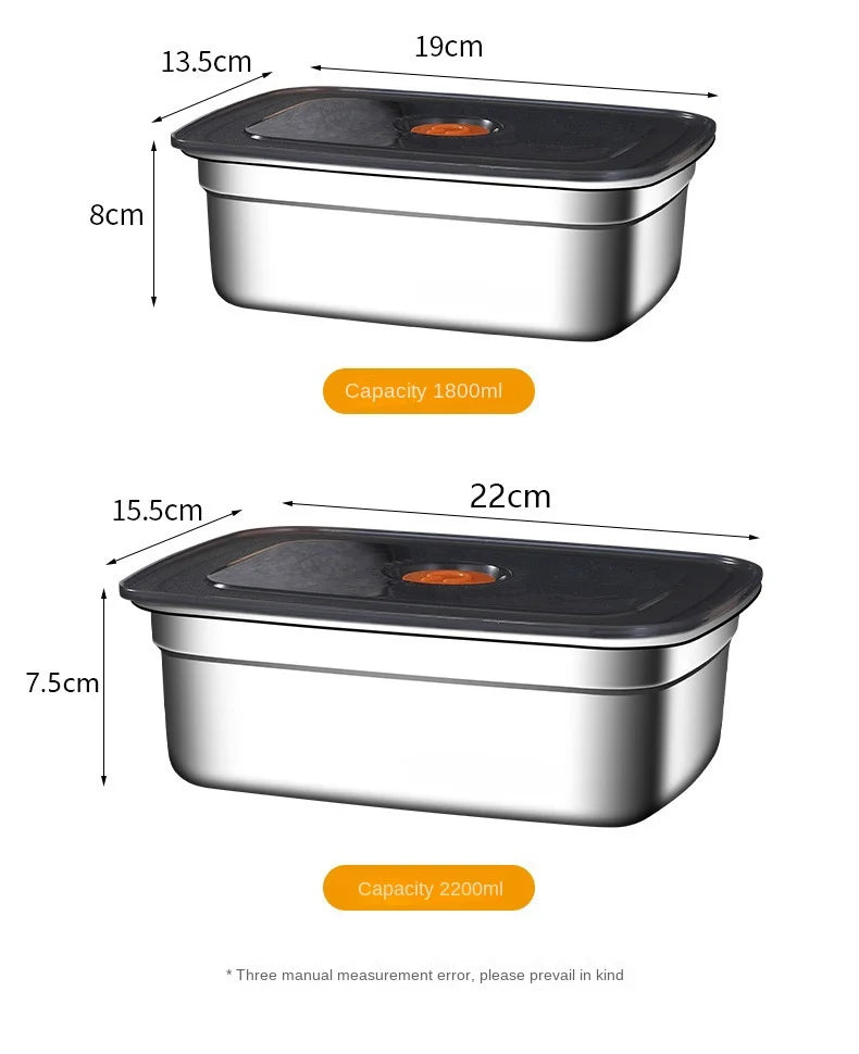 316 Stainless Steel Crisper, Lunch Box, Sealed Leak-proof Bento Box, Refrigerator Freezer Storage Box, Camping Lunch Box