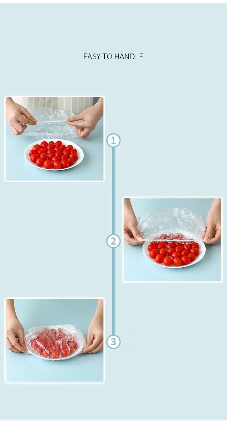 Disposable Food Cover Food Grade Plastic Elastic Food Lids Wrap Bags Refrigerator Fresh-keep Bag For Fruit Vegetable