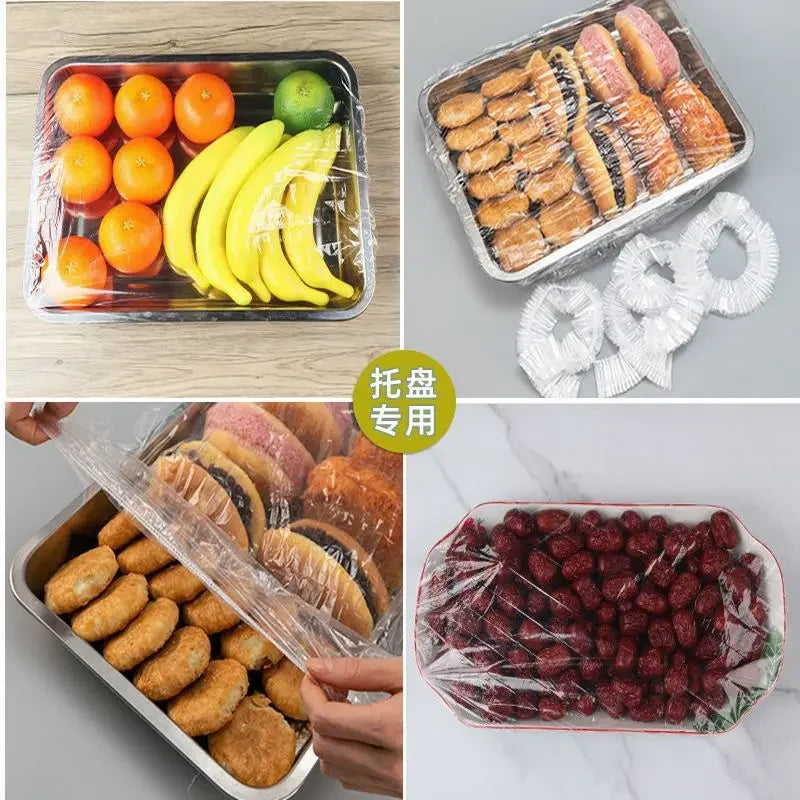 80/70/52/42cm Disposable Food Cover Wrap Food Grade Fruit Vegetable Storage Bag Elastic Plastic Bag Kitchen Fresh Keeping Bag