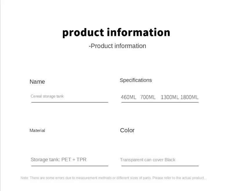 Sealed plastic food storage box cereal candy Dried jars with lid fridge storageTank containers household items kitchen organizer