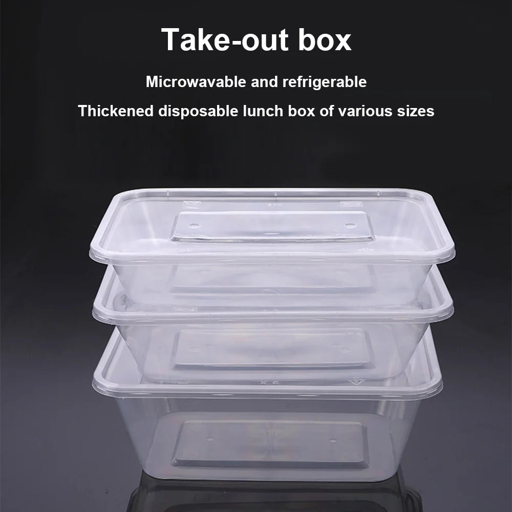Reusable Takeaway Food Containers Plastic Rectangular 500ml 650ml 750ml 1000ml disposable containers, clear reusable lunch box