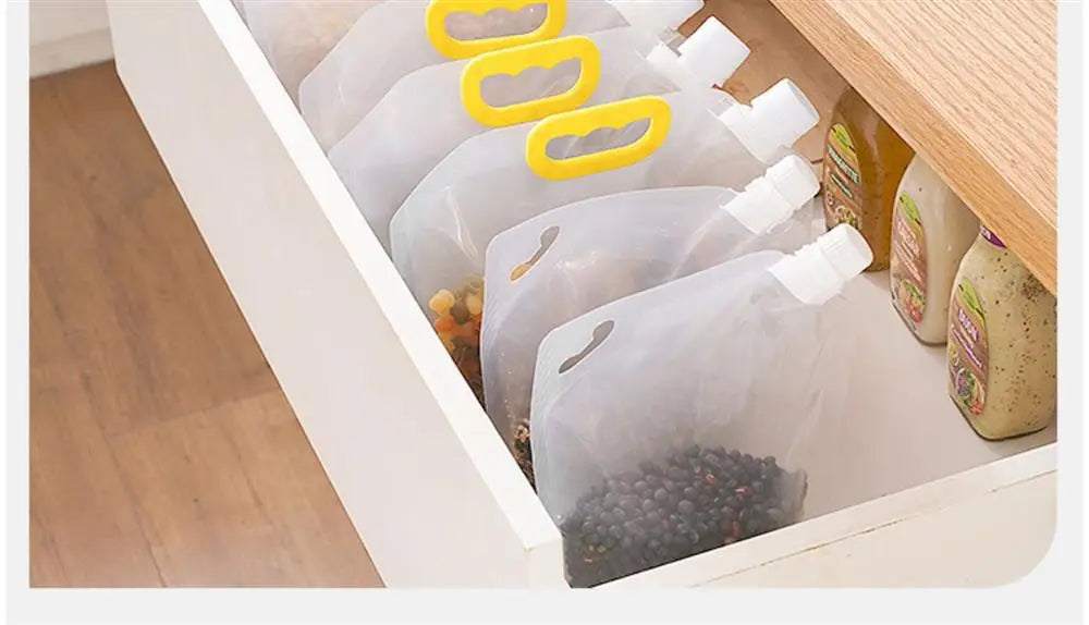 4Pcs Sealed Bags Set Grain Sugar Storage Pouch Kitchen Airtight Containers Bags Food Grade Large Diameter Sealed Pouch Household