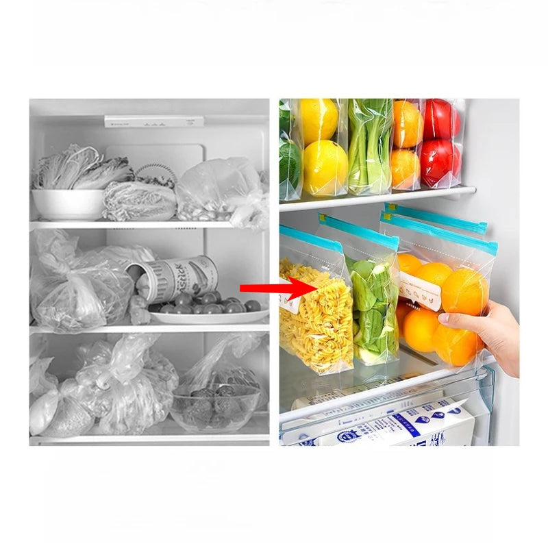 Zip Lock Food Storage Bags, Thick Freezer Bags For Fridge, Microwave Safe, Reusable, Suitable For Organizing (3 Sizes)