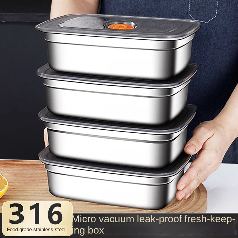 316 Stainless Steel Crisper, Lunch Box, Sealed Leak-proof Bento Box, Refrigerator Freezer Storage Box, Camping Lunch Box