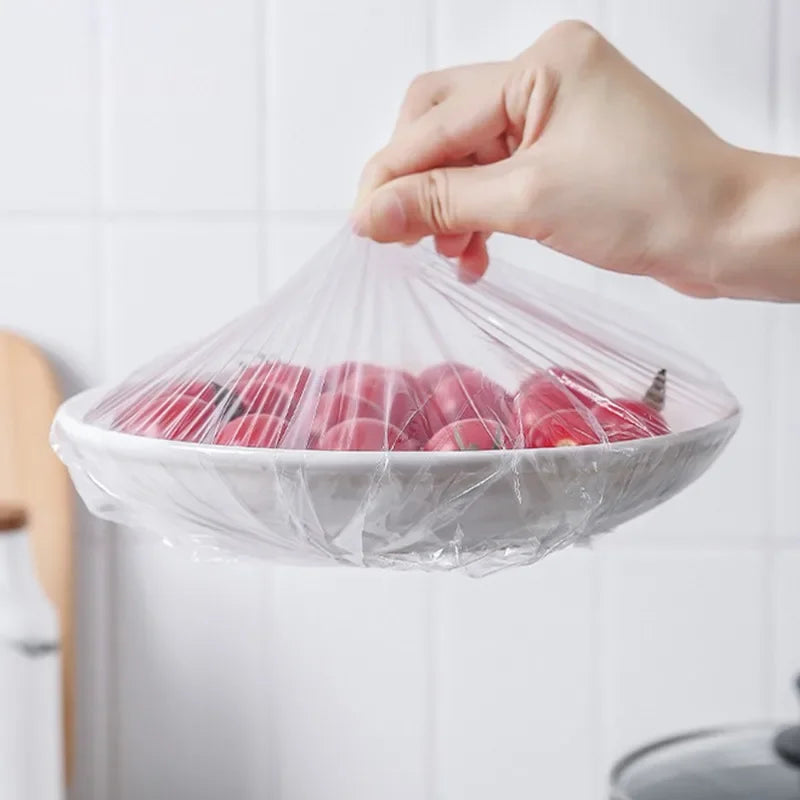 Colorful Disposable Food Cover Dust Food Grade Fresh Lids Elastic Plastic Wrap Shower Cap Fruit Food Cover Fresh Keeping Bag