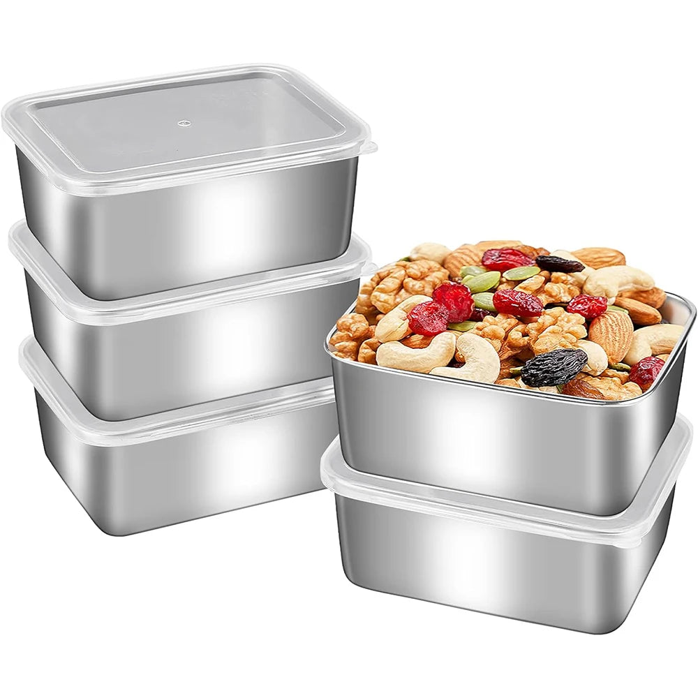 Stainless Steel Food Container with Cover Small Thicken Fresh-keep Food Fruit Lid Sealed Storage Box  Kitchen Fridge Organizer