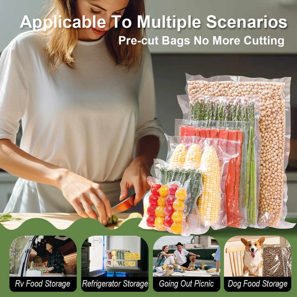 100pcs/lot Kitchen Vacuum Bags for Food Vacuum Sealer Packing Machine Food Storage Bag BPA-Free Kitchen Accessories