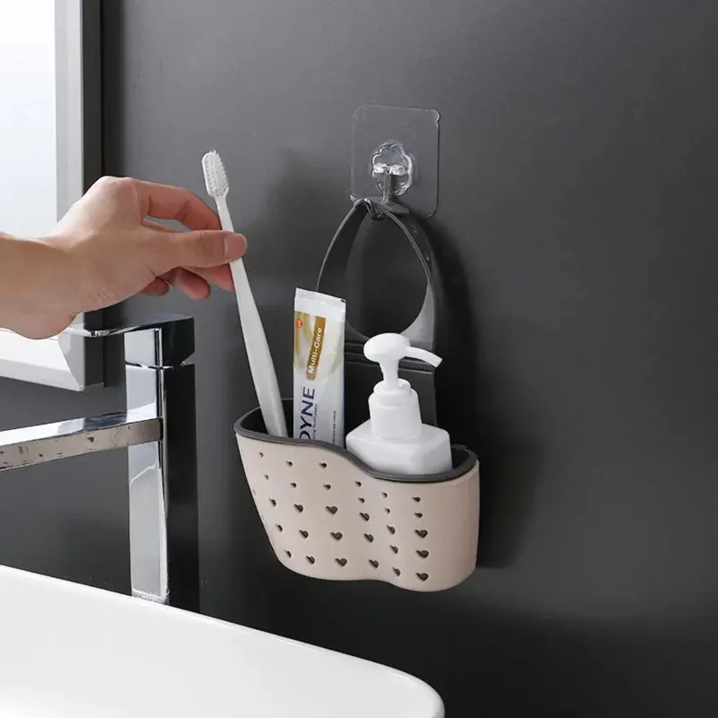 Home Storage Drain Basket Kitchen Sink Holder Adjustable Soap Sponge Shlf Hanging Drain Basket Bag Kitchen Accessories