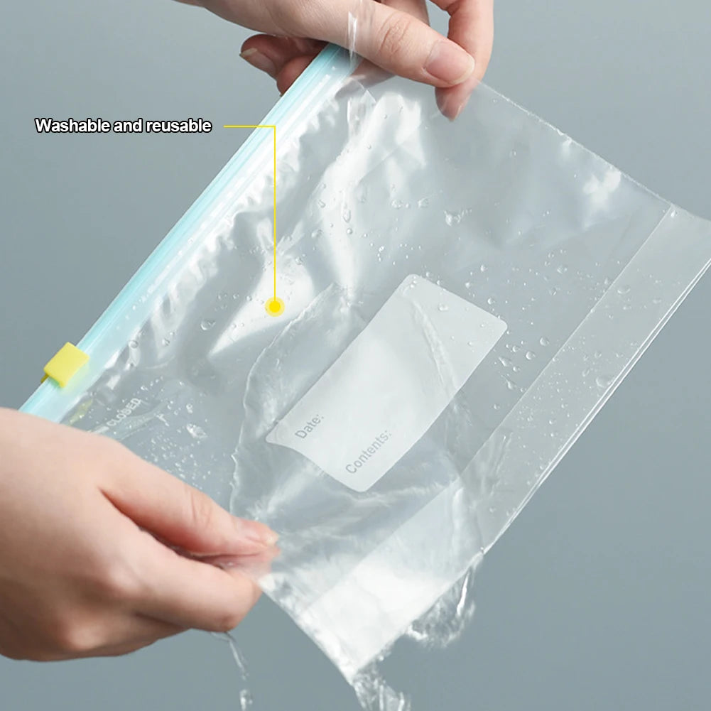 10/15/20/45Pcs Reusable Zipper Fresh-keeping Bag Kitchen Thickened Sealed Bag Refrigerator Fruit Vegetable Leakproof Storage Bag