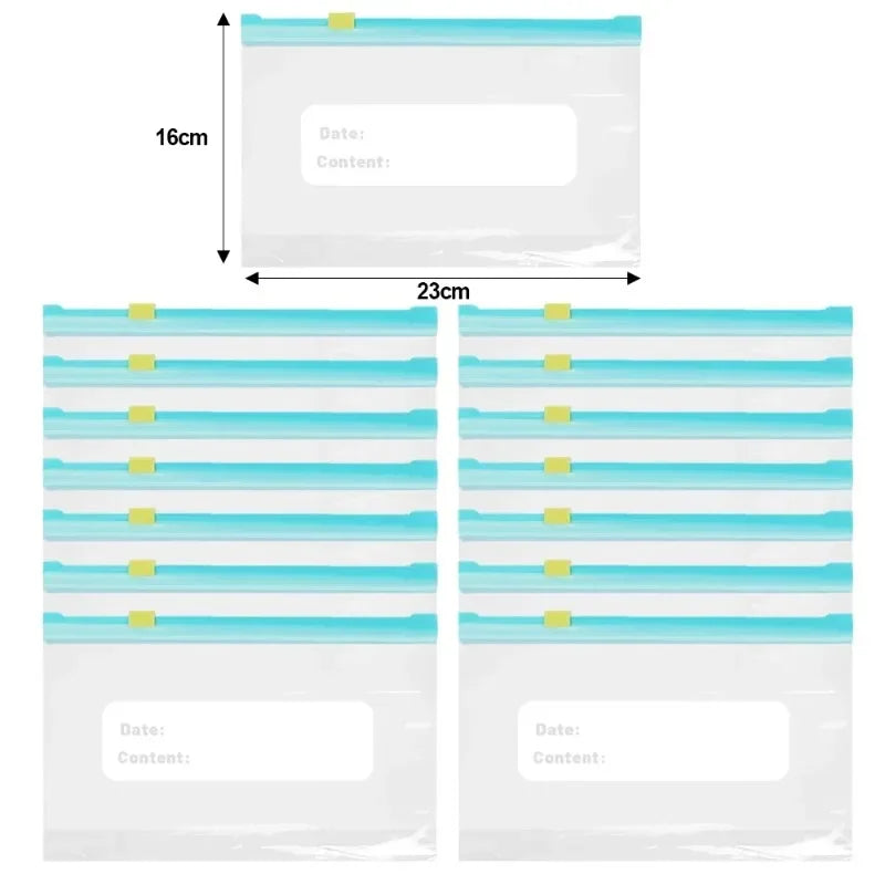 3 Sizes Reusable Food Storage Bags Kitchen Refrigerator Fruit Vegetable Meat Sealed Zip Bag Household Plastic Sealing Containers