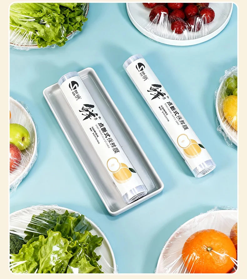 Disposable PE Cling Film With Perforated Cutting Line Extra Thick Strong Clingy Plastic Food Wrap For Refrigerator Fresh Keeping