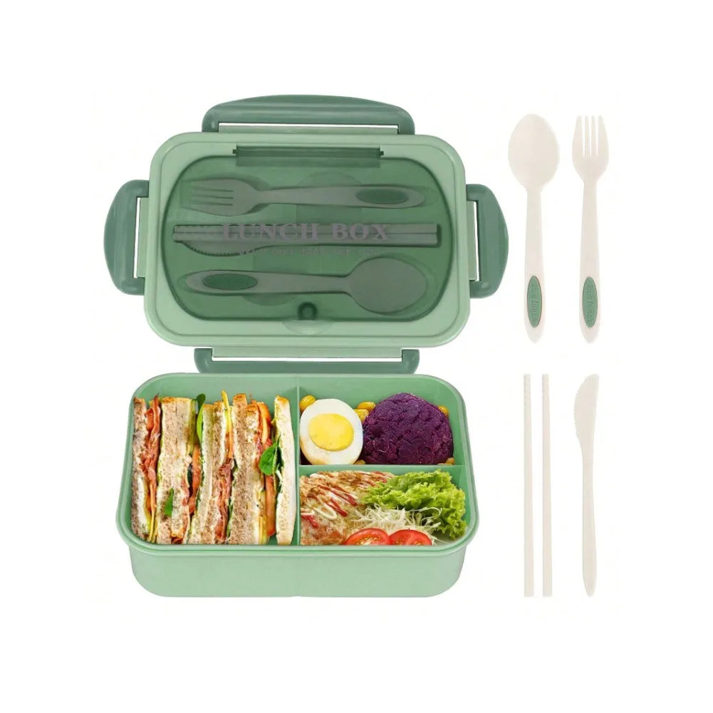 Compartment Lunch Box Portable Kids Students Office Bento Box With Fork and Spoon Microwave Food Storage Container for Picnic