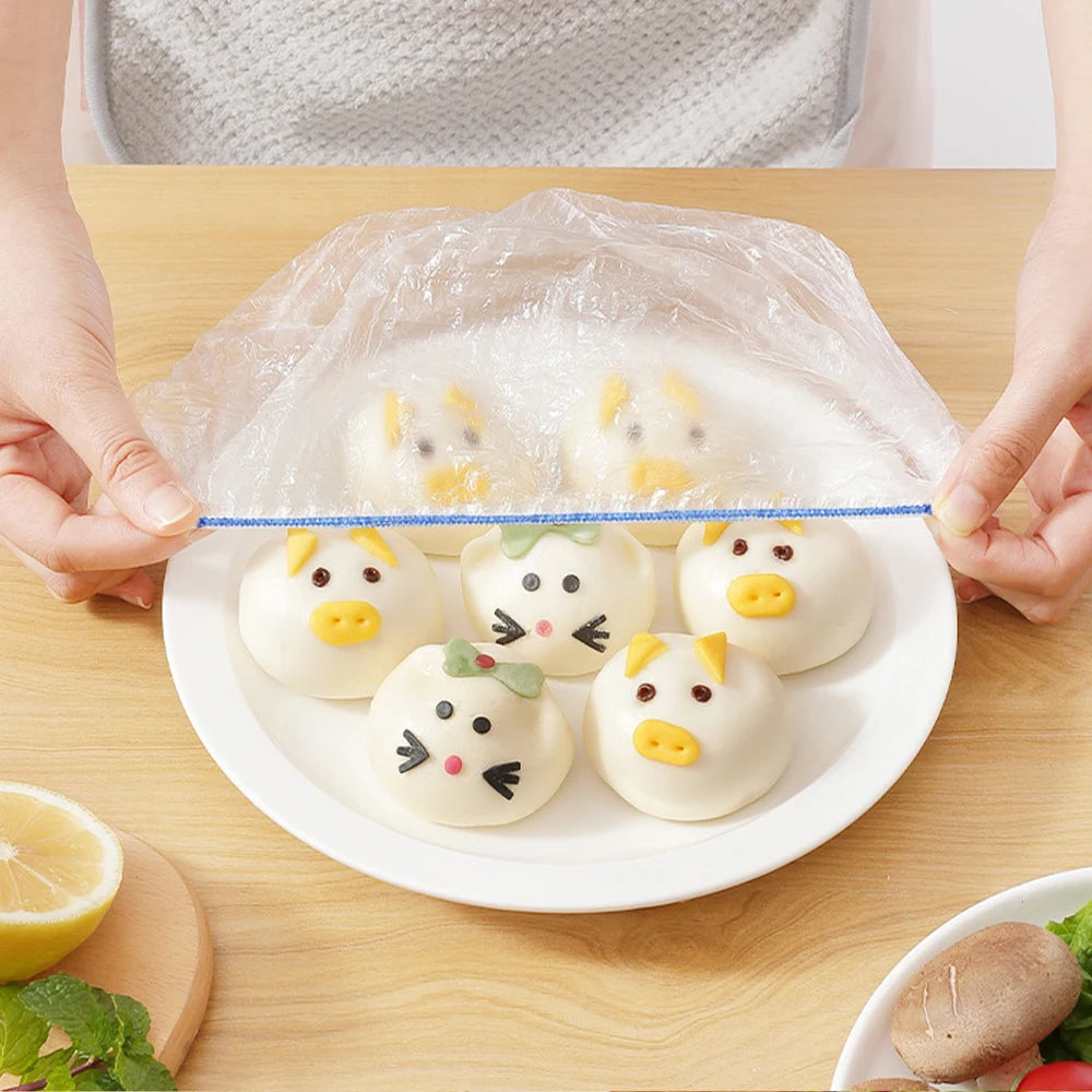 Food Grade Cover Dust Elastic Plastic Clear Saran Wrap Vegetable Fruit Fresh-keeping Storage Bag Kitchen Organizer Cling Film