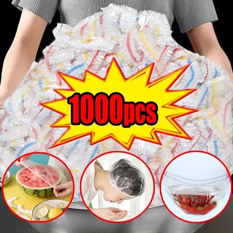 50-1000PCS Disposable Food Cover Wrap Food Grade Fruit Vegetable Storage Bag Elastic Plastic Bag Kitchen Fresh Keeping Bag