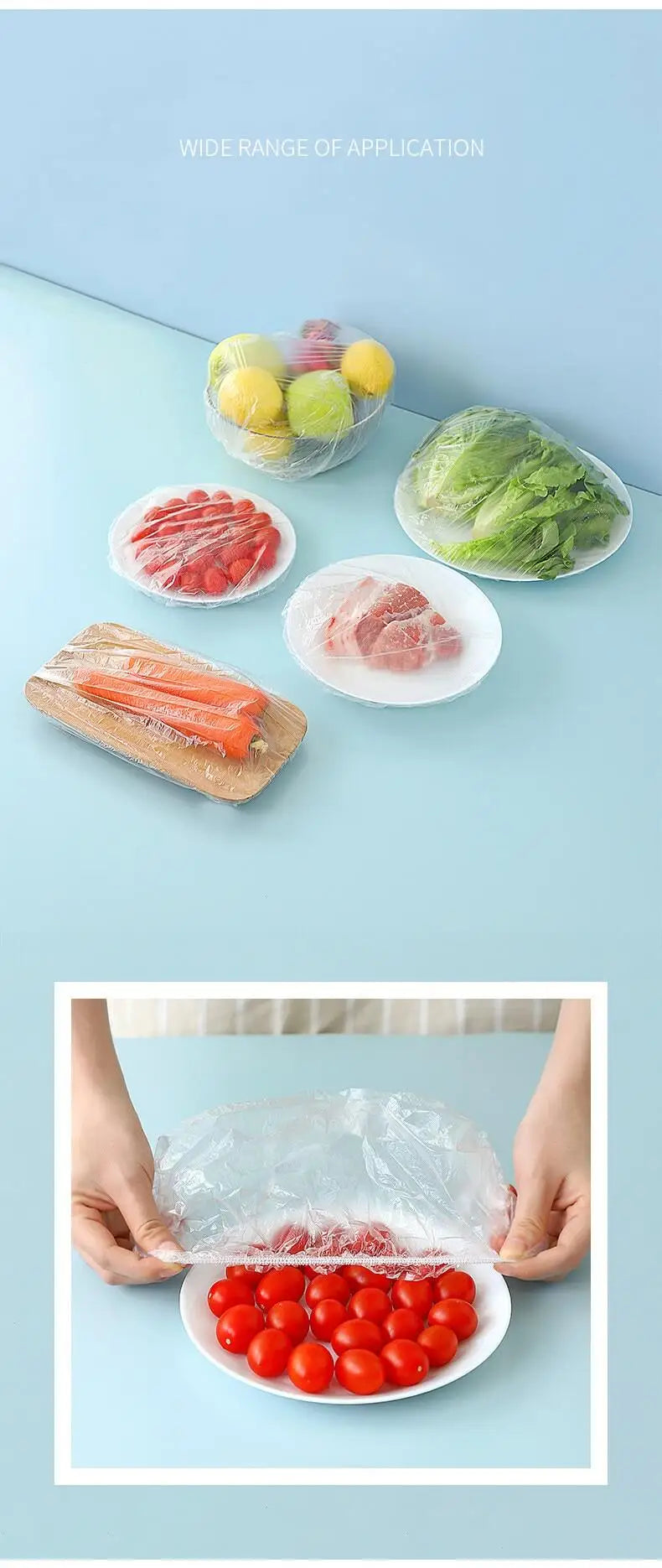 Disposable Food Cover Food Grade Plastic Elastic Food Lids Wrap Bags Refrigerator Fresh-keep Bag For Fruit Vegetable