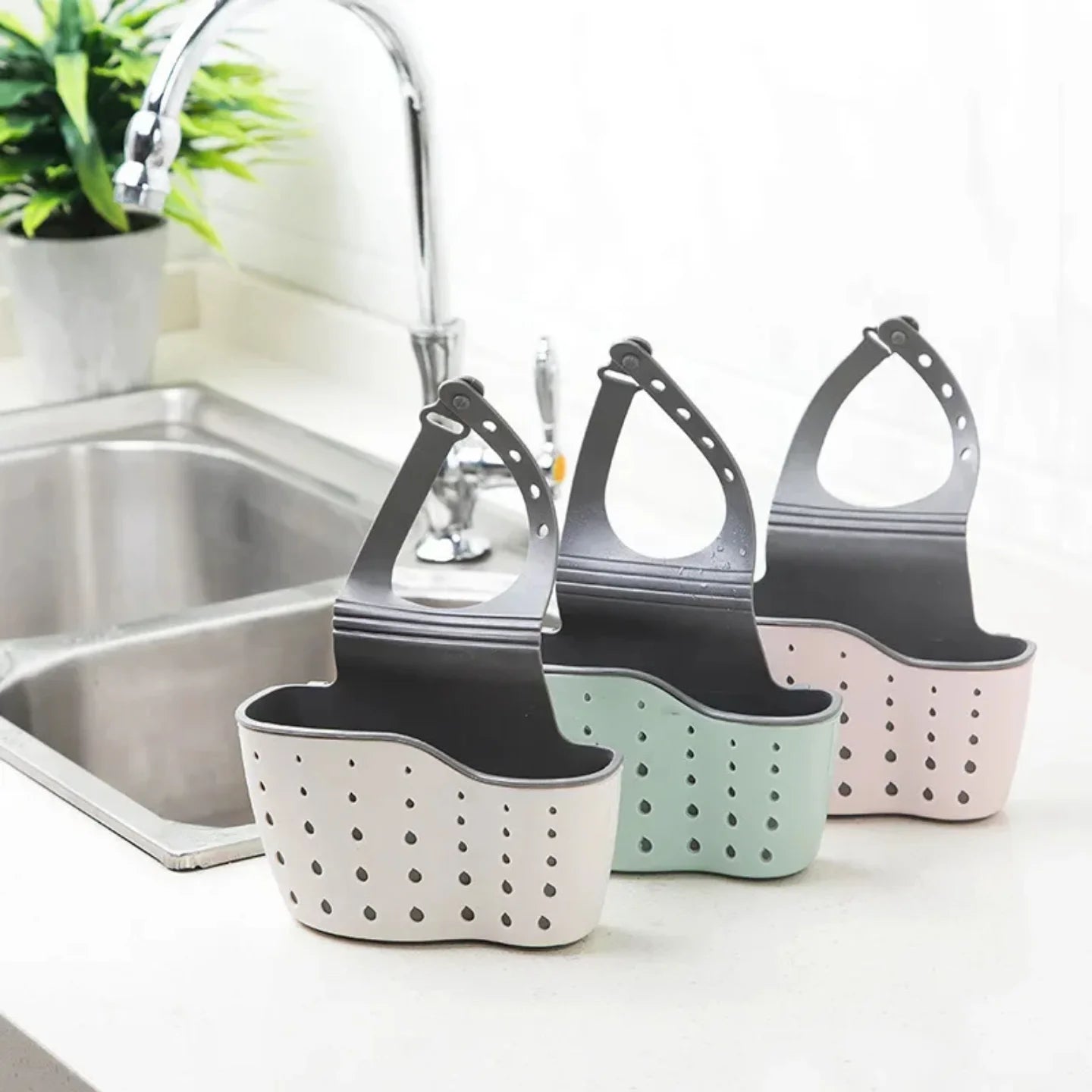 Home Storage Drain Basket Kitchen Sink Holder Adjustable Soap Sponge Shlf Hanging Drain Basket Bag Kitchen Accessories