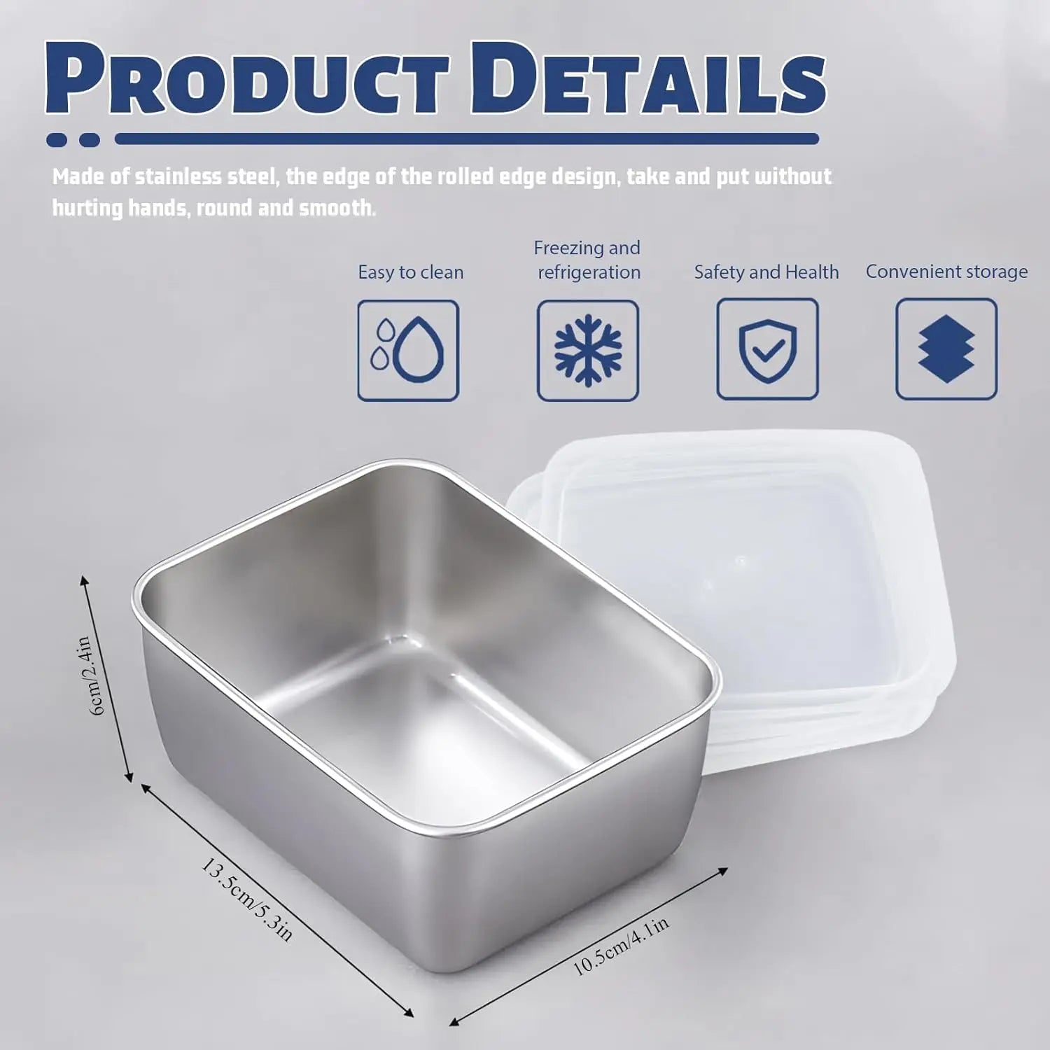 Stainless Steel Food Container with Cover Small Thicken Fresh-keep Food Fruit Lid Sealed Storage Box  Kitchen Fridge Organizer
