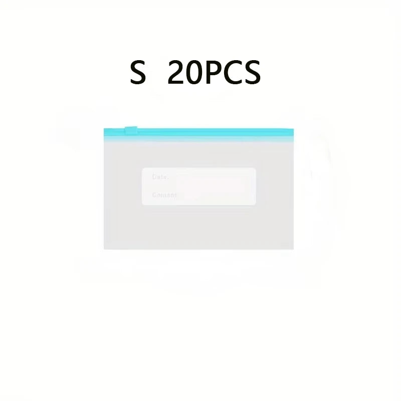 10/15/20/45Pcs Reusable Zipper Fresh-keeping Bag Kitchen Thickened Sealed Bag Refrigerator Fruit Vegetable Leakproof Storage Bag