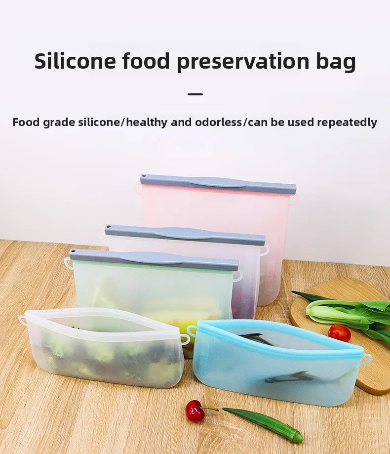 Reusable Silicone Food Storage Bags Thickened Airtight Seal Anti-Odor For Vegetable Fruit Snack Portable Storage Bags
