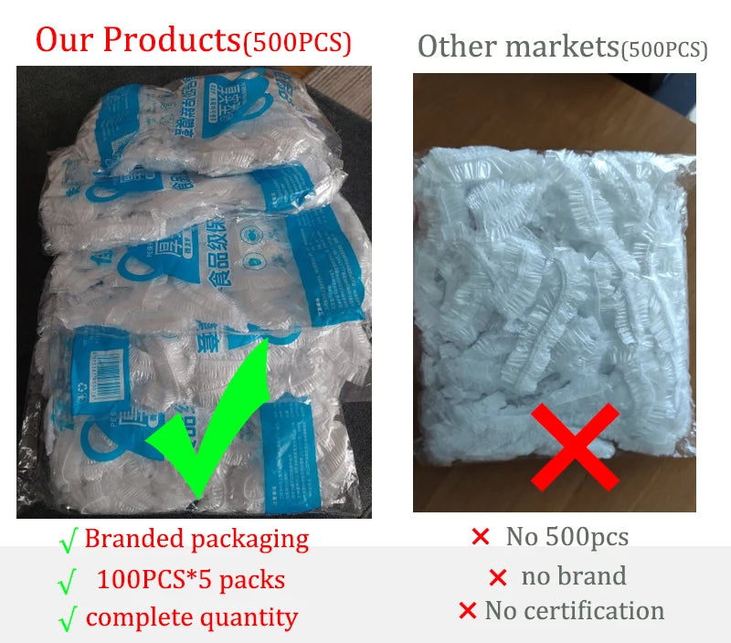 100-1000PCS Disposable Food Cover Elastic Plastic Wrap Food Grade Refrigerator Food Lids Shoe Cover Shower Headgear Bowls Caps B