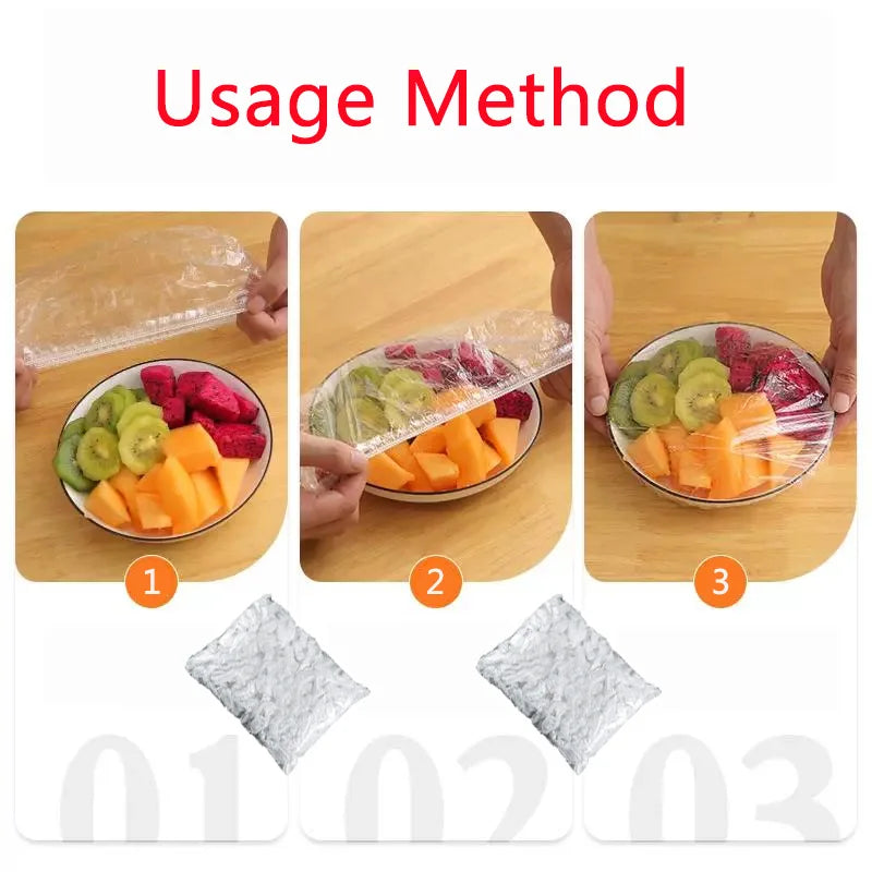 Plastic Disposable Food Cover Colorful Elastic Wrap Food Covers Fresh-keeping Lid Plate Kitchen Nylon Packaging Bags Storage Bag