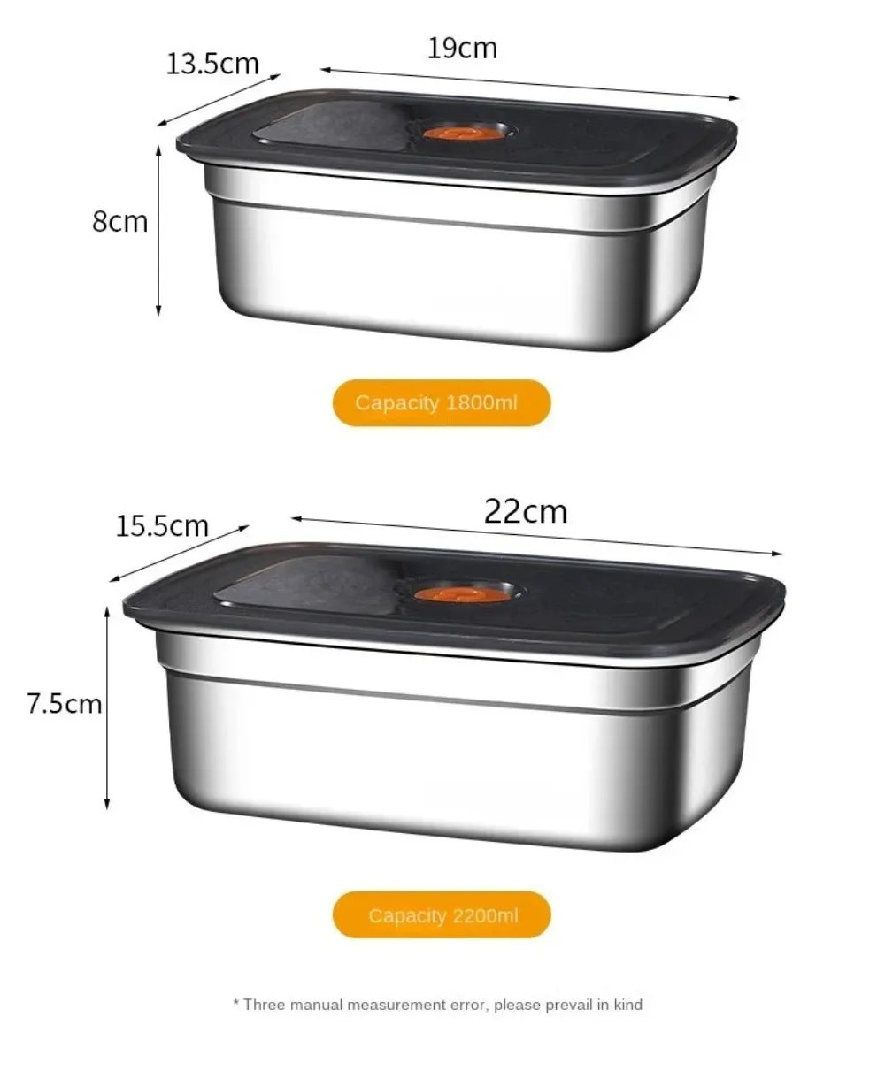 Stainless Steel Camping Lunch Box Sealed Leak-proof Bento Box Microwave Suitable Large Capacity Refrigerator Freezer Storage Box